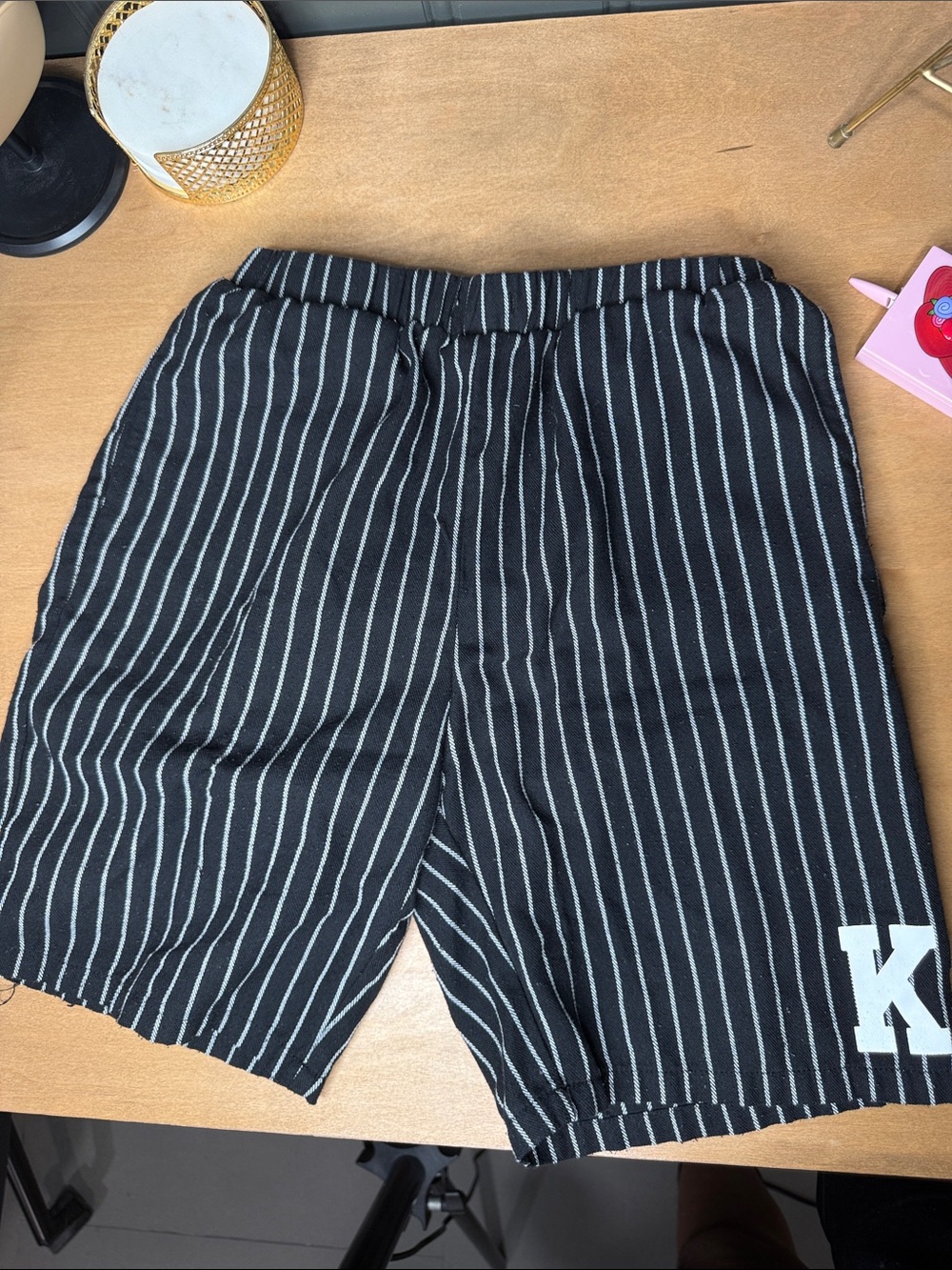 SHEIN Black and White Striped Shorts Size 13-14Y